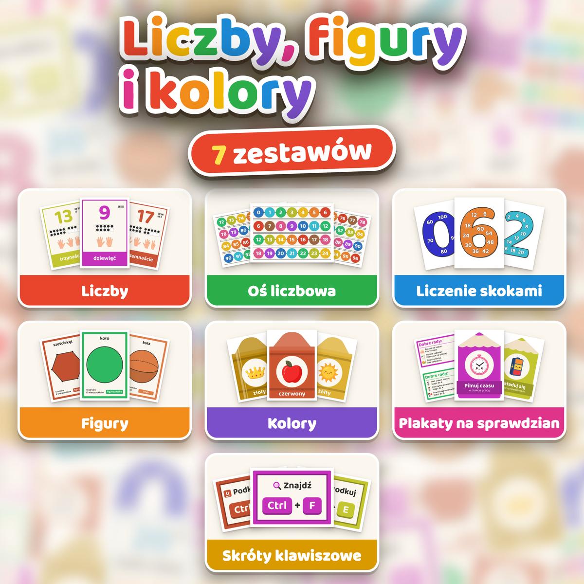 Liczby, figury, kolory: wszystkie zestawy