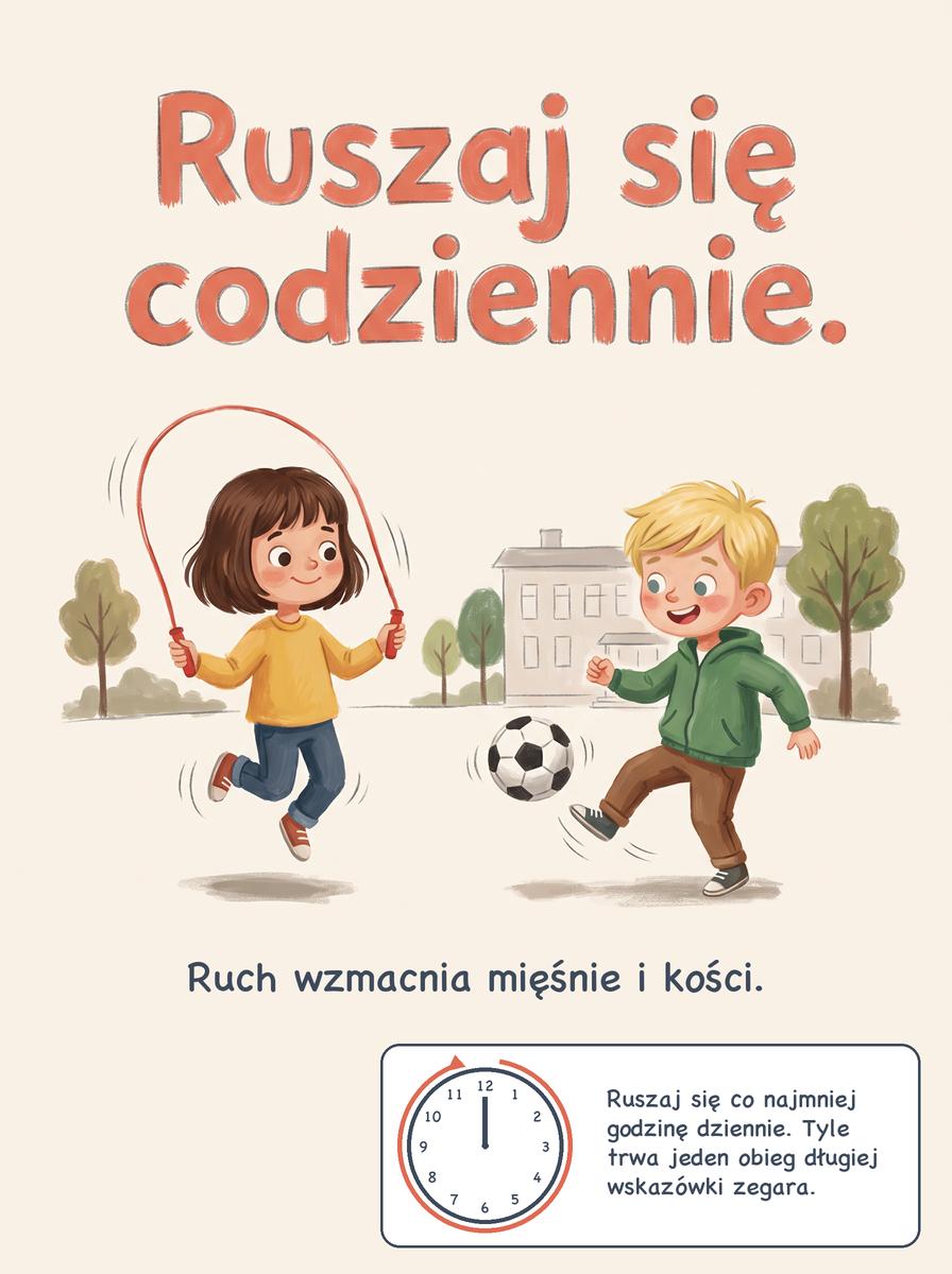 Plansza aktywność fizyczna dzieci: Ruszaj się codziennie