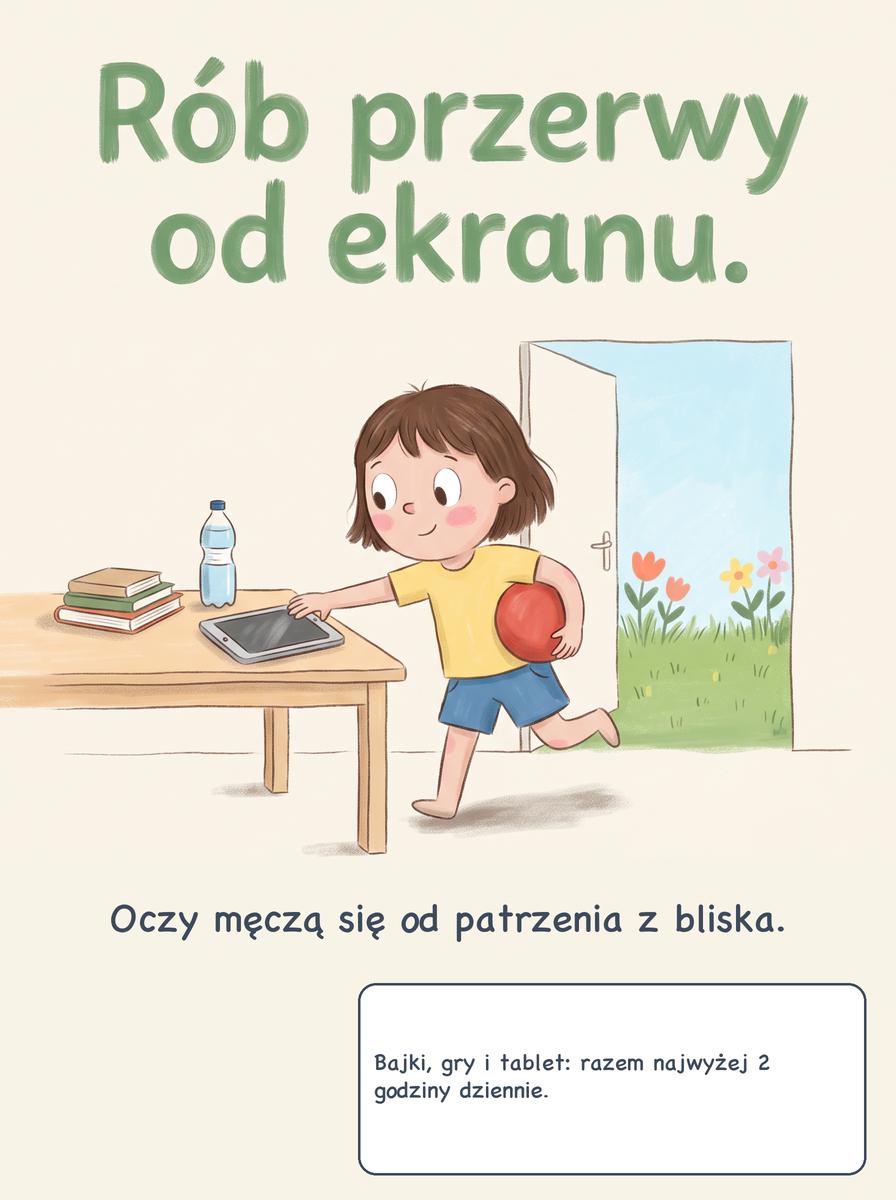 Plansza przerwy od ekranu dla dzieci: Rób przerwy od ekranu