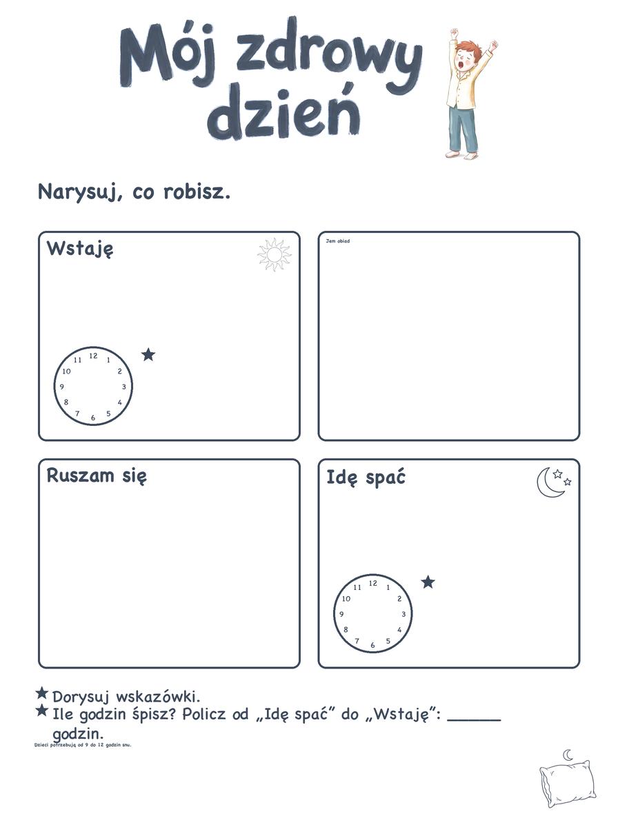 Karta pracy mój dzień z zegarem: Mój zdrowy dzień