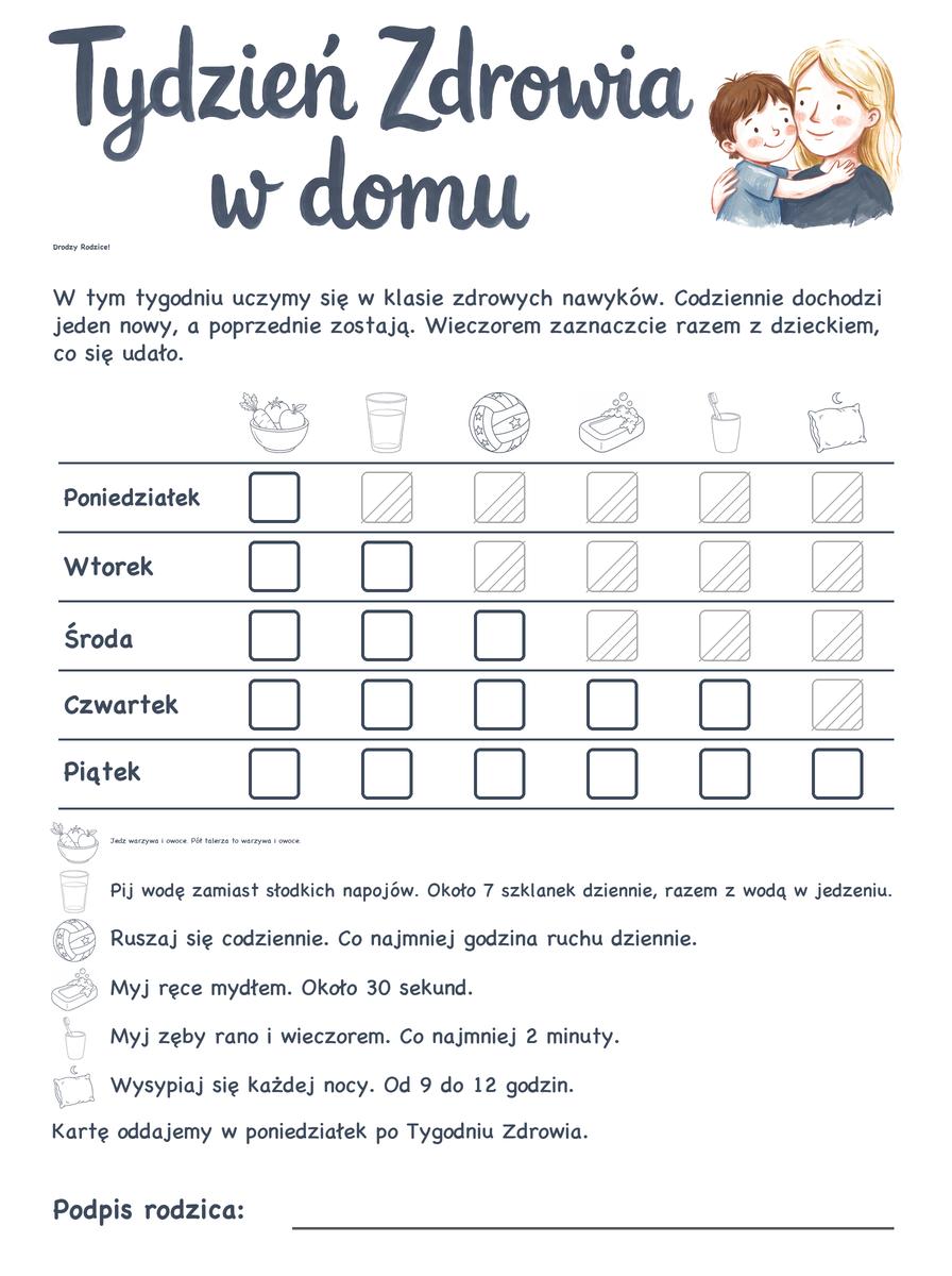 Karta do domu dla rodzica: Tydzień Zdrowia w domu